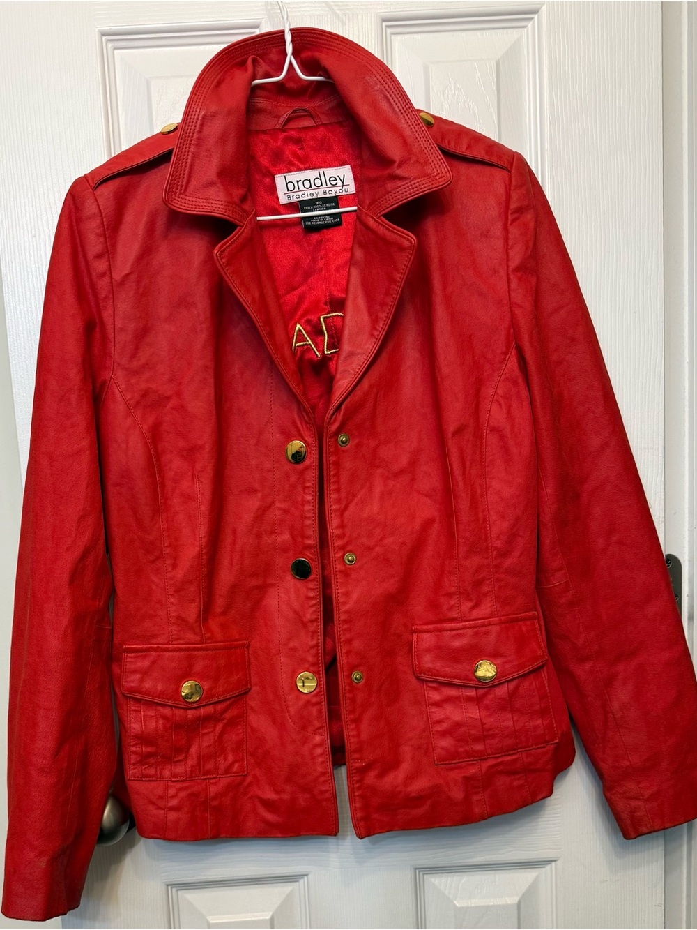 Bradley Bayou Red Genuine Leather Jacket XS Vintage Y2K